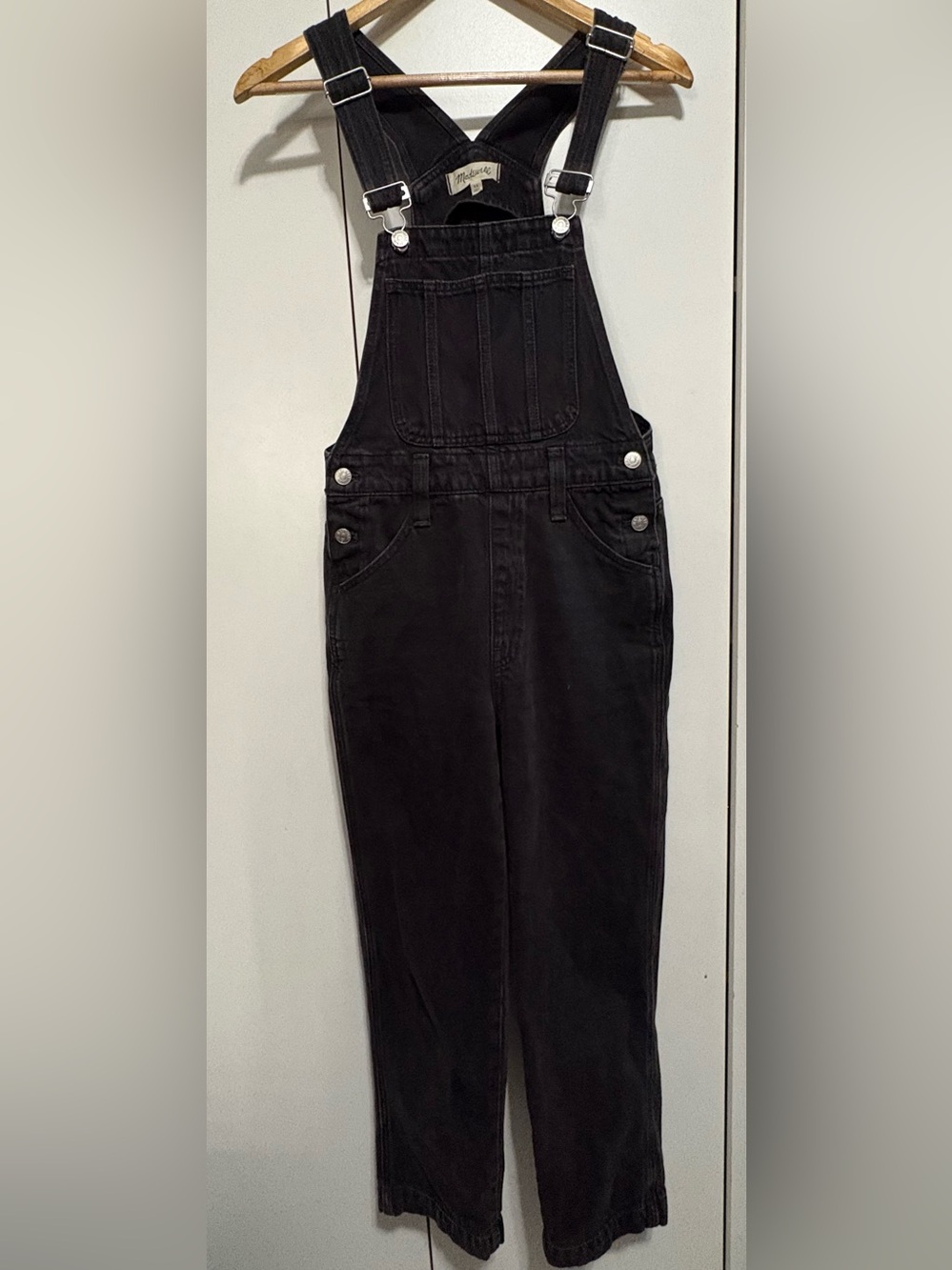 Madewell Black Denim Overalls with Branded Hardware